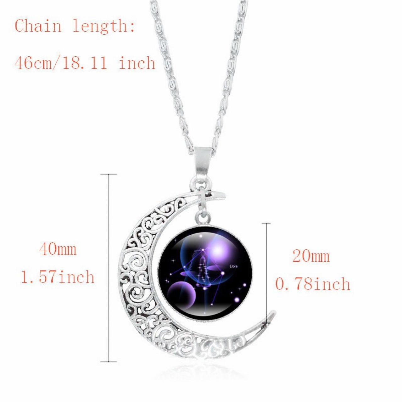Zodiac Time Gem Luminous Necklace for Women, Simple Silver Moon Pendant Choker - Image 2