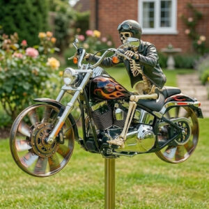 Motorcycle Wind Spinner Metal Decorative Pinwheel Windmill for Yard for Outdoor Patio Lawn Garden Landscape Backyard Art Decor